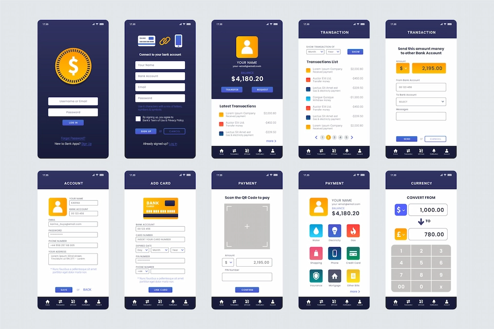 Banking app interface